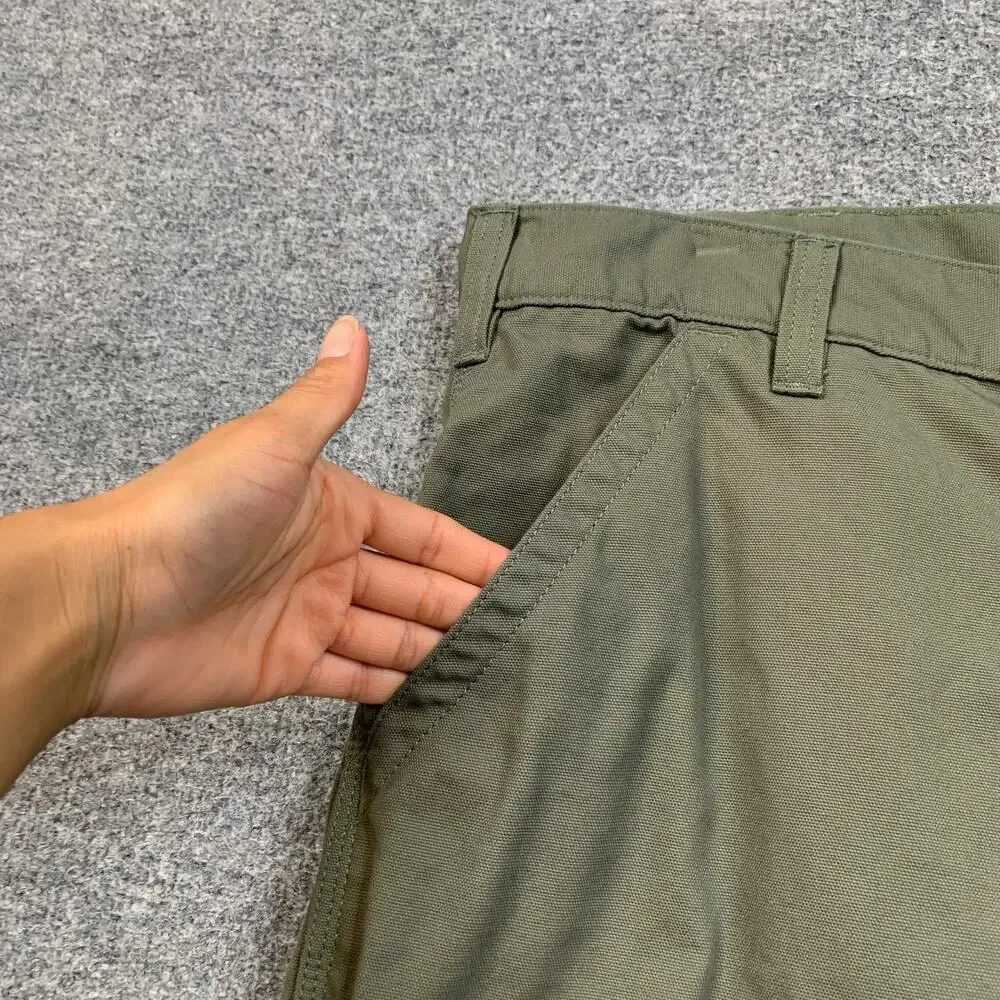 Carhartt Shorts Mens 34 Ivy Green Loose Fit Cotton Canvas Cargo Pockets Work